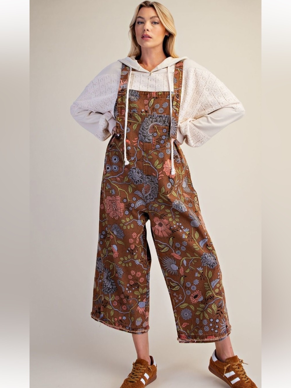 407 EASEL FLORAL PRINTED VINTAGE WASHED
OVERALLS/JUMPSUIT